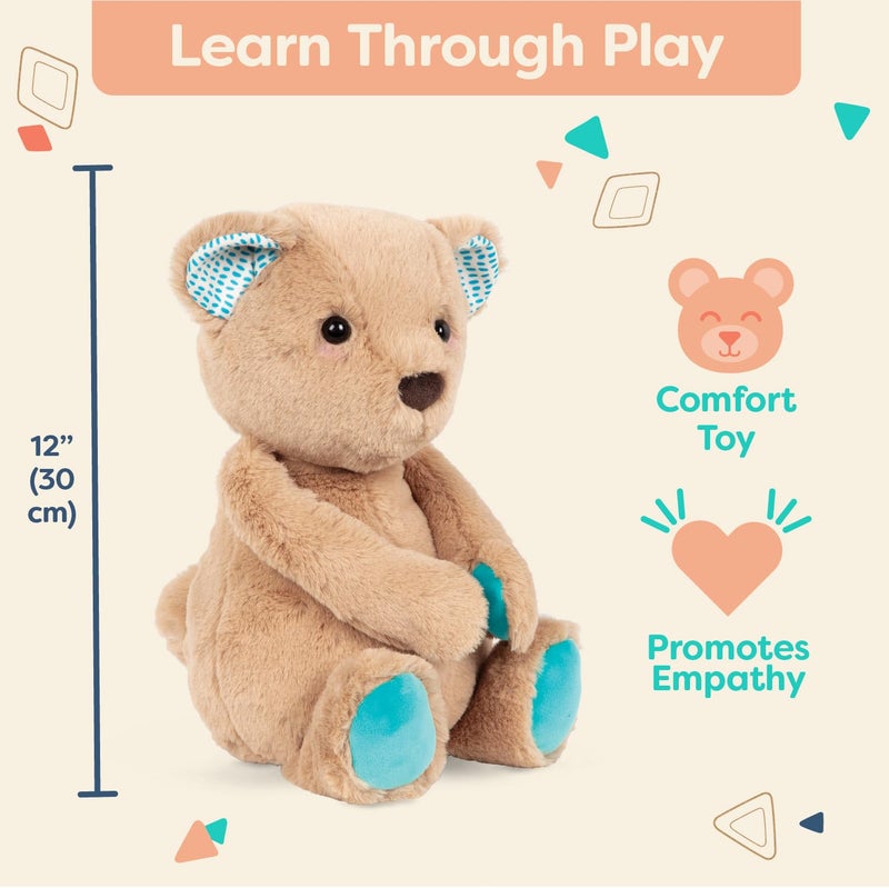 B. toys â€“ 12-Inch Plush Teddy Bear â€“ Soft & Cuddly Stuffed Animal Toy â€“ Huggable & Washable â€“ for Newborns, Toddlers, Kids â€“ Happy Hues â€“ Cara â€“ Mellow Bear â€“ 0+ Months - Image 4